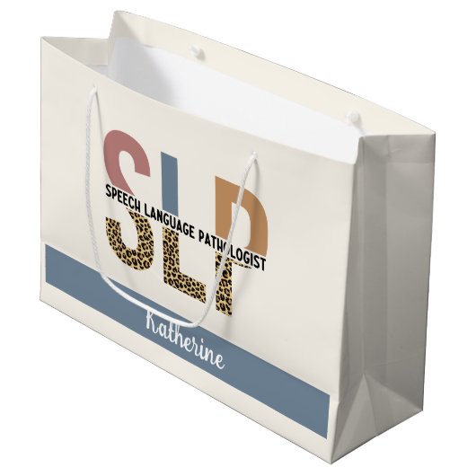 Aangepaste SLP Speech Patholoog Leopard Print Groot Cadeauzakje (Voorkant Gekanteld)