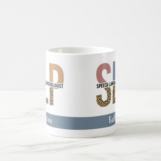 Aangepaste SLP Speech Patholoog Leopard Print Koffiemok (Center)