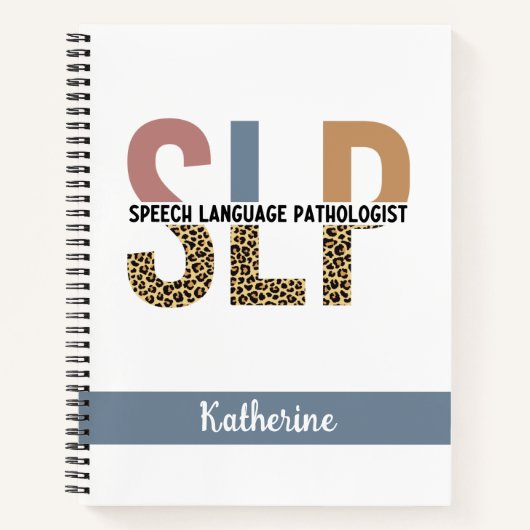 Aangepaste SLP Speech Patholoog Leopard Print Notitieboek (Voorkant)