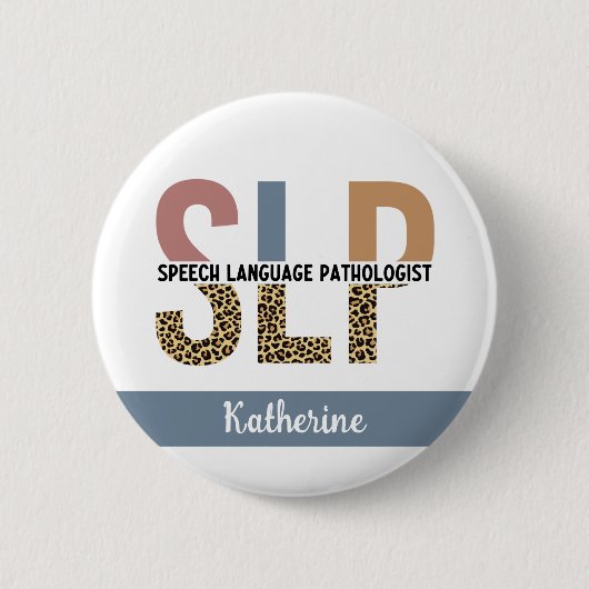 Aangepaste SLP Speech Patholoog Leopard Print Ronde Button 5,7 Cm (Voorkant)