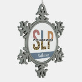 Aangepaste SLP Speech Patholoog Leopard Print Tin Sneeuwvlok Ornament (Links)