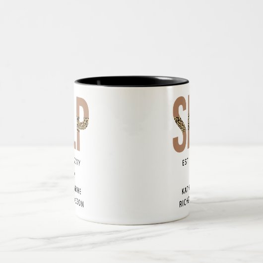 Aangepaste SLP-spoordenpatholoog laopard print Tweekleurige Koffiemok (Center)