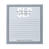 Aangepaste SLP-spraakpatholoog Speech Therapist Notitieblok (Voorkant)