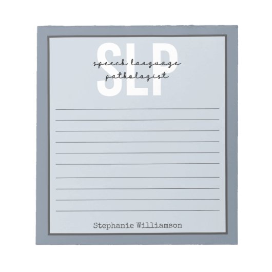 Aangepaste SLP-spraakpatholoog Speech Therapist Notitieblok (Voorkant)
