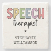 Aangepaste SLP-spraakpatholoog Speech Therapist Stenen Onderzetter (Voorkant)