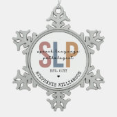 Aangepaste SLP-spraakpatholoog Speech Therapist Tin Sneeuwvlok Ornament (Voorkant)