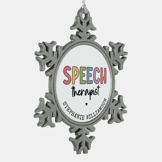Aangepaste SLP-spraakpatholoog Speech Therapist Tin Sneeuwvlok Ornament (Links)