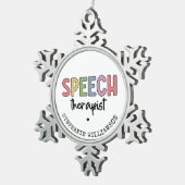Aangepaste SLP-spraakpatholoog Speech Therapist Tin Sneeuwvlok Ornament (Rechts)
