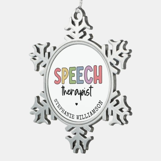Aangepaste SLP-spraakpatholoog Speech Therapist Tin Sneeuwvlok Ornament (Rechts)
