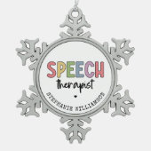 Aangepaste SLP-spraakpatholoog Speech Therapist Tin Sneeuwvlok Ornament (Voorkant)