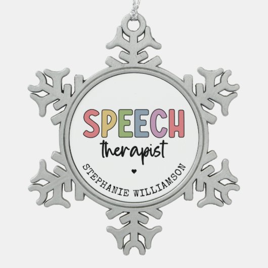 Aangepaste SLP-spraakpatholoog Speech Therapist Tin Sneeuwvlok Ornament (Voorkant)