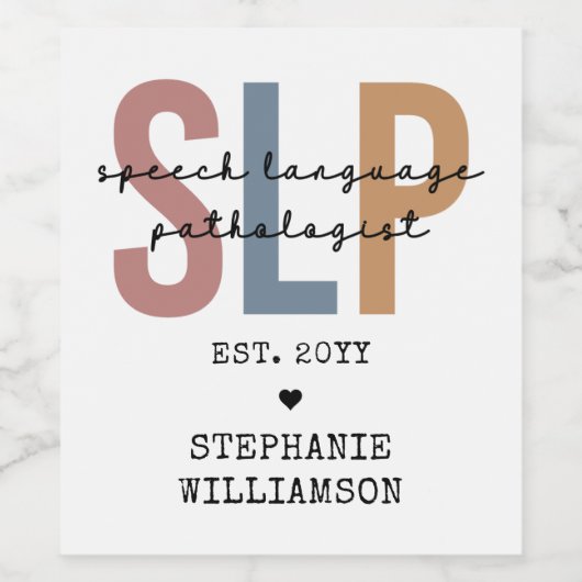 Aangepaste SLP-spraakpatholoog Speech Therapist Wijn Etiket (Enkel label)