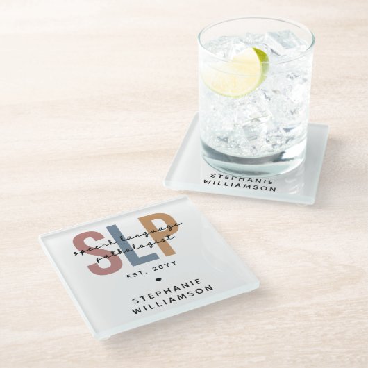 Aangepaste SLP-taaldocent Glazen Onderzetter (Schuin)