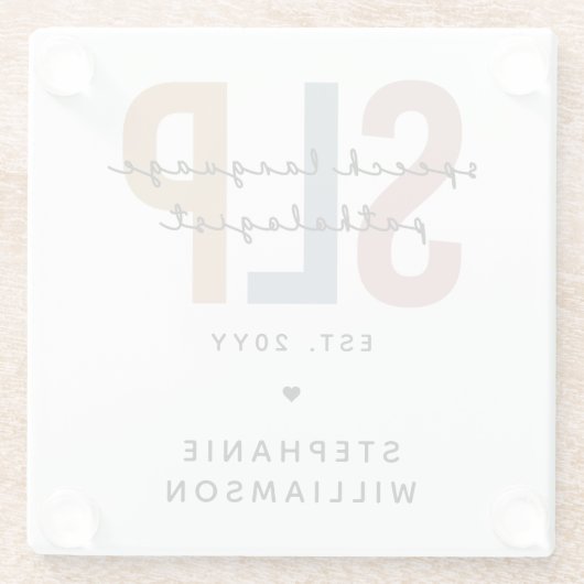 Aangepaste SLP-taaldocent Glazen Onderzetter (Achterkant)