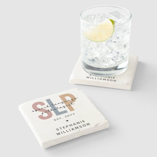 Aangepaste SLP-taaldocent Stenen Onderzetter (Zijkant)