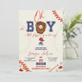 Aangepaste Slumdunk Oh Boy Honkbal Baby Shower Bun Kaart (Staand voorkant)