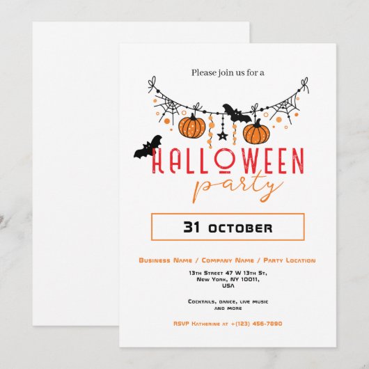 Aangepaste Small Business Kantoor Party Halloween Kaart (Voorkant / Achterkant)