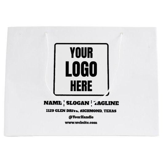 Aangepaste Small Business Logo-branded zwart-wit Groot Cadeauzakje (Voorkant)