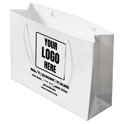 Aangepaste Small Business Logo-branded zwart-wit Groot Cadeauzakje (Achterkant Gekanteld)