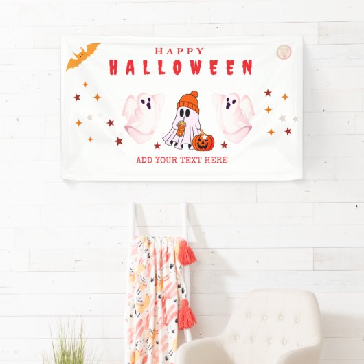 Aangepaste Small Business Logo Halloween Party Spandoek (Insitu)