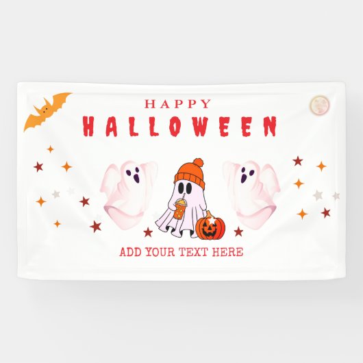Aangepaste Small Business Logo Halloween Party Spandoek (Horizontaal)