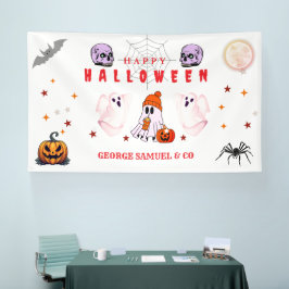 Aangepaste Small Business Logo Halloween Party Spandoek