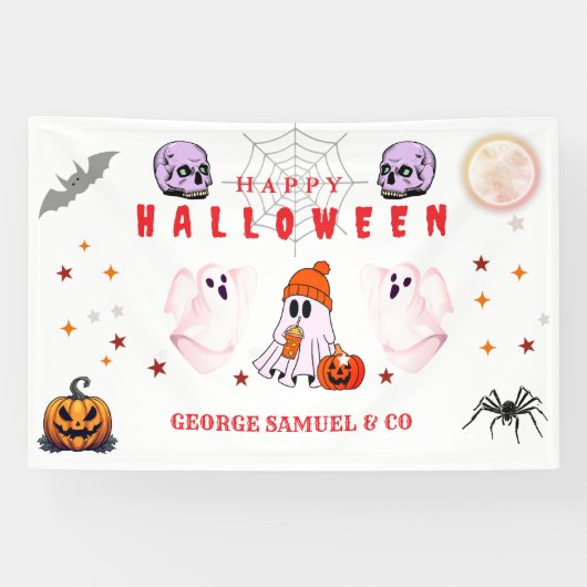 Aangepaste Small Business Logo Halloween Party Spandoek (Horizontaal)