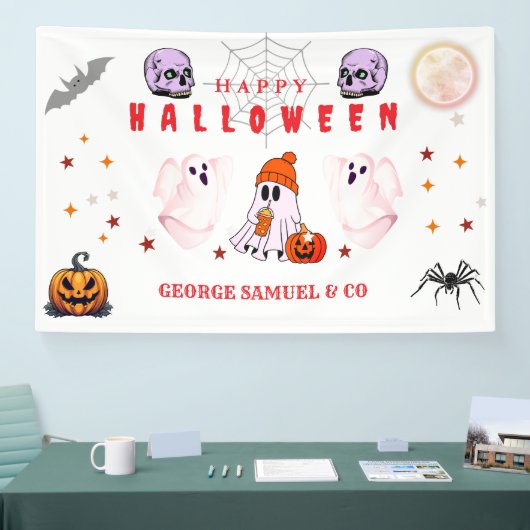 Aangepaste Small Business Logo Halloween Party Spandoek (Beurs)