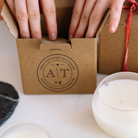 Aangepaste Small Business Monogram met sociale med Rubberstempel