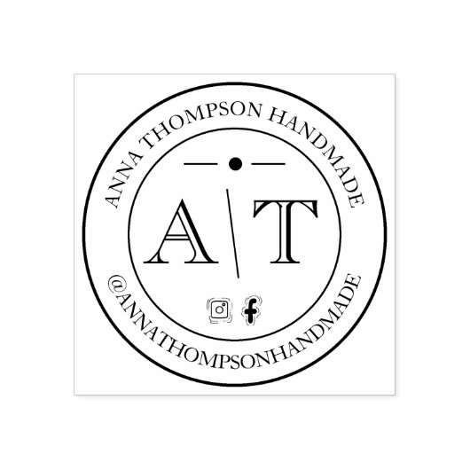 Aangepaste Small Business Monogram met sociale med Rubberstempel (Afrduk)