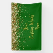 Aangepaste smaragdgroene en gouden verjaardagsfees spandoek (Verticaal)