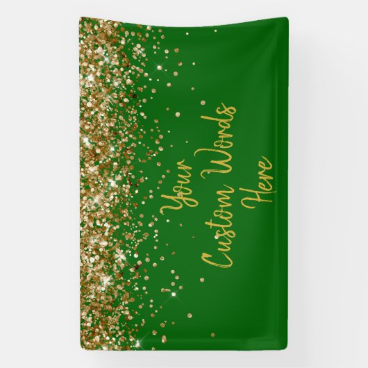 Aangepaste smaragdgroene en gouden verjaardagsfees spandoek (Verticaal)