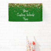 Aangepaste smaragdgroene en gouden verjaardagsfees spandoek (Insitu)