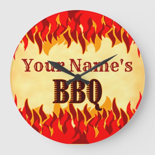 Aangepaste smeulende BBQ met rode vlammen wandklok (Voorkant)