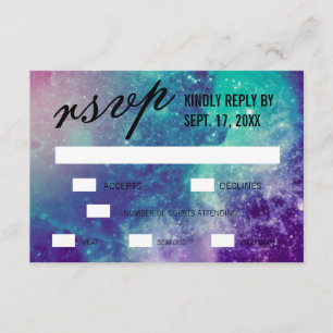 Aangepaste Smokey Galaxy bruiloft RSVP Kaarten Kaartje