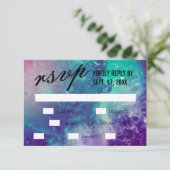 Aangepaste Smokey Galaxy bruiloft RSVP Kaarten Kaartje (Staand voorkant)