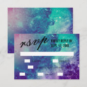Aangepaste Smokey Galaxy bruiloft RSVP Kaarten Kaartje (Voorkant / Achterkant)
