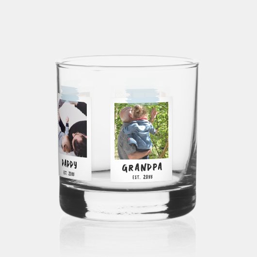 Aangepaste Snapshot Style Vaderdag Opa Gift Whisky Glas (Achterkant)
