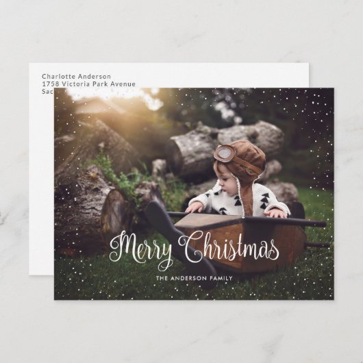 Aangepaste sneeuw-kerstfoto's Briefkaarten (Voorkant / Achterkant)