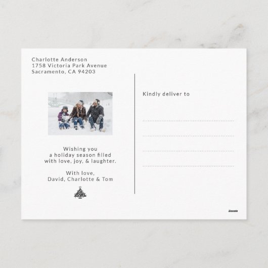 Aangepaste sneeuw-kerstfoto's Briefkaarten (Achterkant)