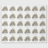 Aangepaste Sneeuw Winter Boerderij Waterverf Chris Cadeaupapier (Vlak)