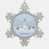 Aangepaste sneeuwbalvecht tin sneeuwvlok ornament (Voorkant)