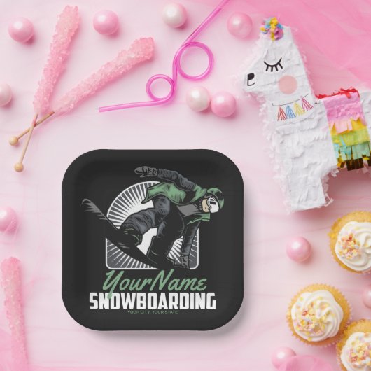 Aangepaste sneeuwboarder Shredding Papieren Bordje (Feest)