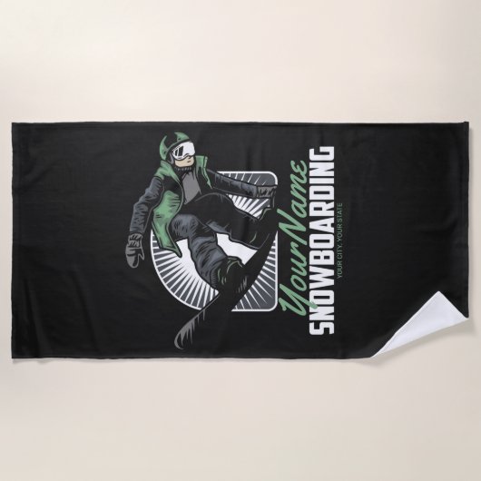 Aangepaste sneeuwboarder Shredding Strandlaken (Voorkant)