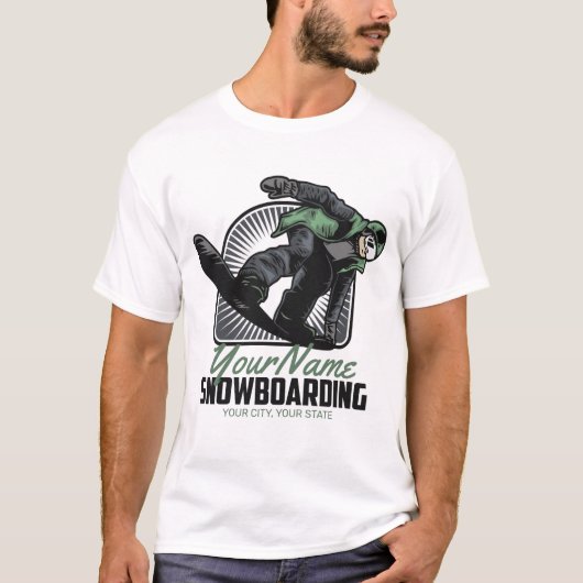 Aangepaste sneeuwboarder Shredding T-shirt (Voorkant)