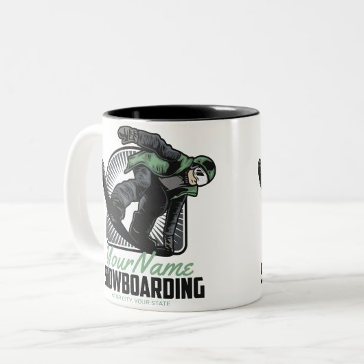 Aangepaste sneeuwboarder Shredding Tweekleurige Koffiemok (Voorkant links)