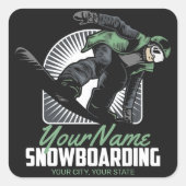 Aangepaste sneeuwboarder Shredding Vierkante Sticker (Voorkant)