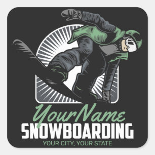 Aangepaste sneeuwboarder Shredding Vierkante Sticker