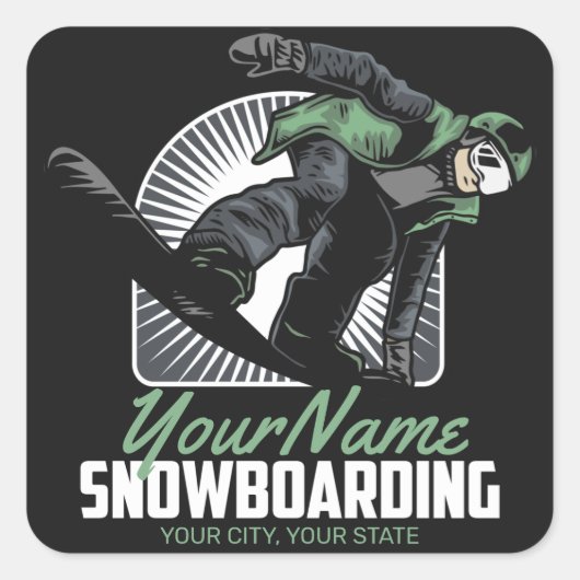 Aangepaste sneeuwboarder Shredding Vierkante Sticker (Voorkant)