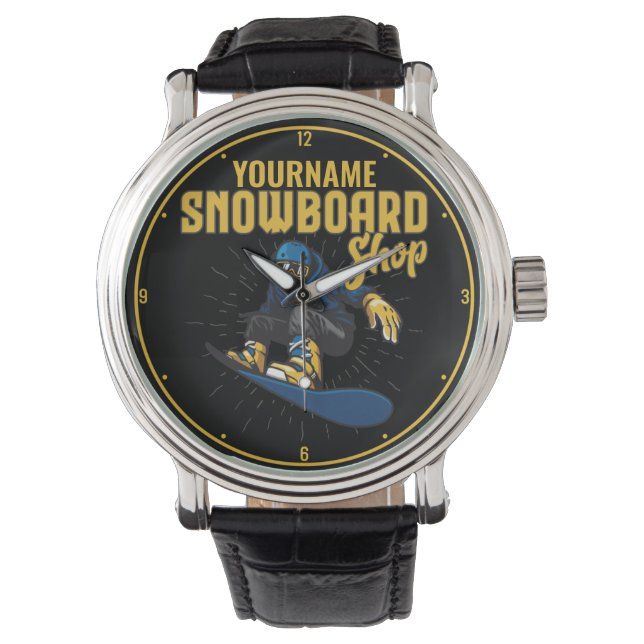 Aangepaste sneeuwboarder Snowboarding Shop Big Air Horloge (Voorkant)